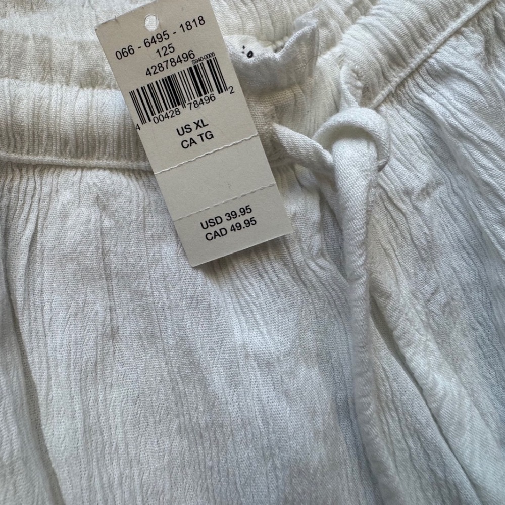 Aerie Sleep Shorts Womens XL White NEW Lace Trim Crinkle Gauze Drawstring 1818 - Picture 5 of 8